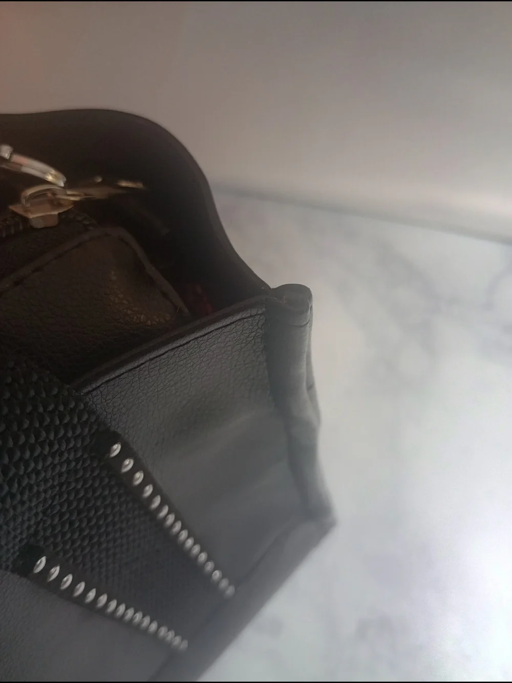 Handmade Black Vinyl Handbag With Removable Charms, Christmas, Birthday Gift